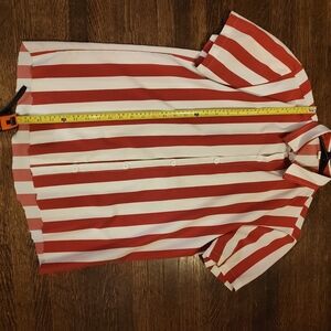Cropped Red and White Striped Shirt